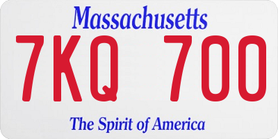 MA license plate 7KQ700