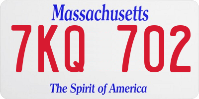 MA license plate 7KQ702