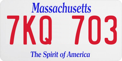 MA license plate 7KQ703
