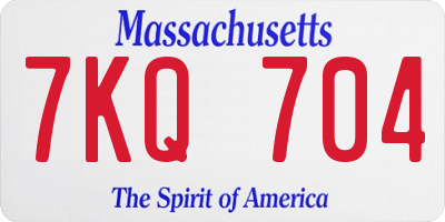MA license plate 7KQ704