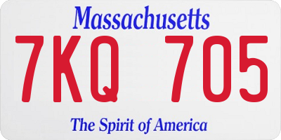 MA license plate 7KQ705