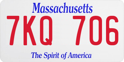 MA license plate 7KQ706