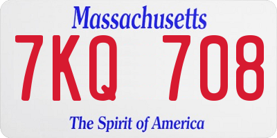 MA license plate 7KQ708