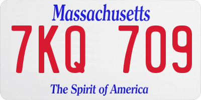 MA license plate 7KQ709