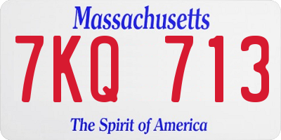 MA license plate 7KQ713