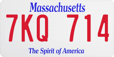 MA license plate 7KQ714