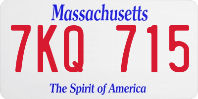 MA license plate 7KQ715