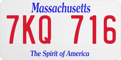 MA license plate 7KQ716