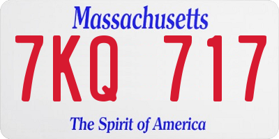 MA license plate 7KQ717