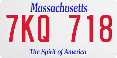 MA license plate 7KQ718