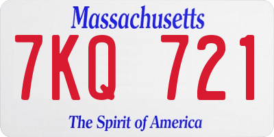 MA license plate 7KQ721