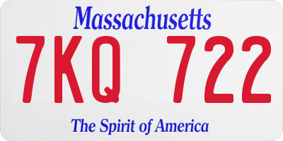 MA license plate 7KQ722