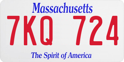 MA license plate 7KQ724