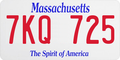 MA license plate 7KQ725