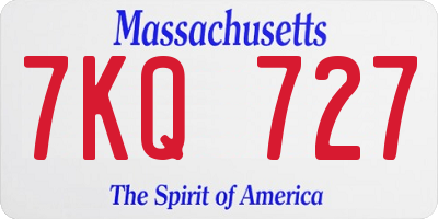 MA license plate 7KQ727