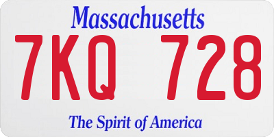 MA license plate 7KQ728