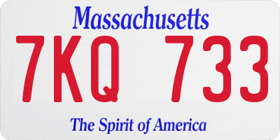 MA license plate 7KQ733