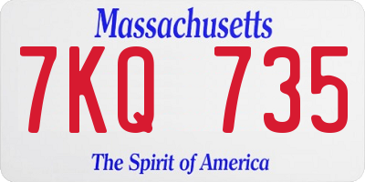 MA license plate 7KQ735