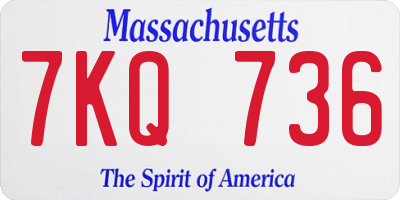 MA license plate 7KQ736