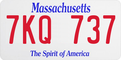 MA license plate 7KQ737