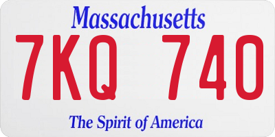 MA license plate 7KQ740