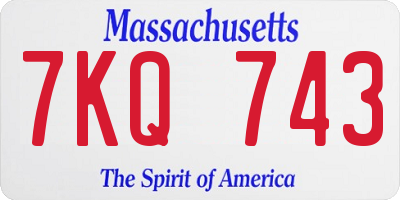 MA license plate 7KQ743