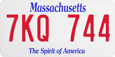 MA license plate 7KQ744