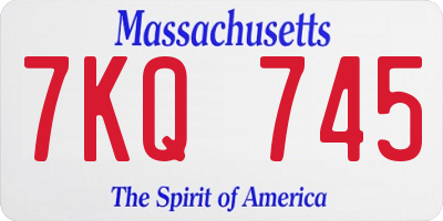 MA license plate 7KQ745