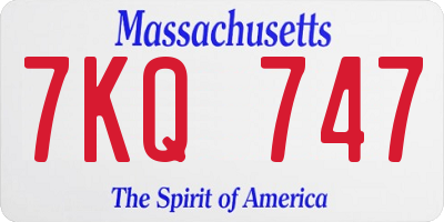 MA license plate 7KQ747
