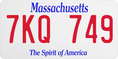 MA license plate 7KQ749