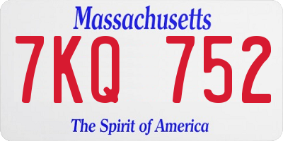 MA license plate 7KQ752
