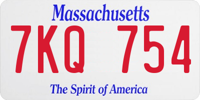 MA license plate 7KQ754
