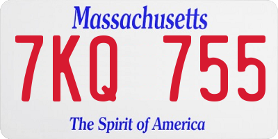 MA license plate 7KQ755