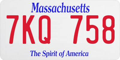 MA license plate 7KQ758