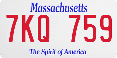 MA license plate 7KQ759