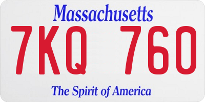 MA license plate 7KQ760