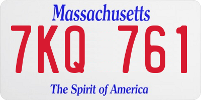 MA license plate 7KQ761