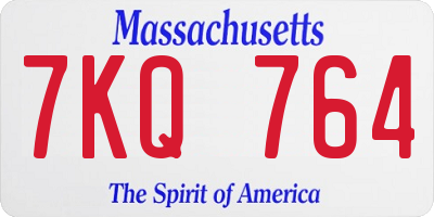 MA license plate 7KQ764