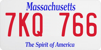 MA license plate 7KQ766