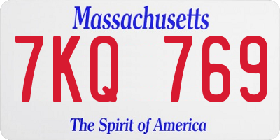 MA license plate 7KQ769