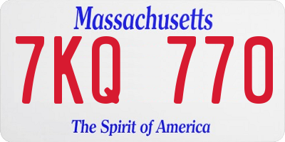 MA license plate 7KQ770