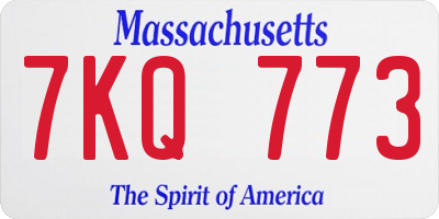 MA license plate 7KQ773