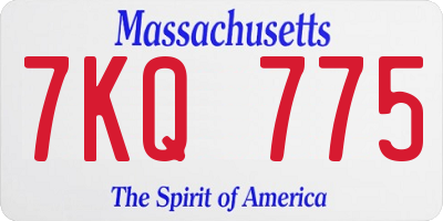 MA license plate 7KQ775