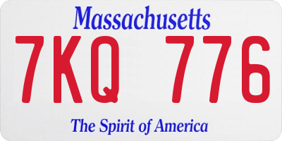 MA license plate 7KQ776
