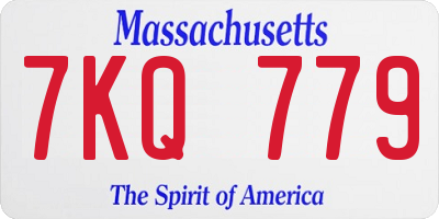 MA license plate 7KQ779