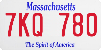 MA license plate 7KQ780