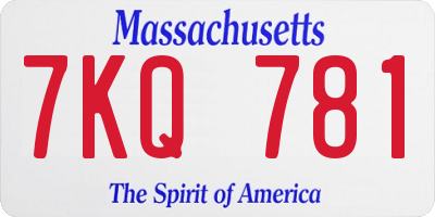 MA license plate 7KQ781