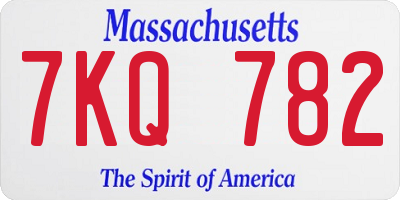 MA license plate 7KQ782