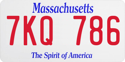 MA license plate 7KQ786