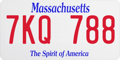 MA license plate 7KQ788
